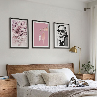 Set 3 slik v okvirju Vrtnice in elegantna dama