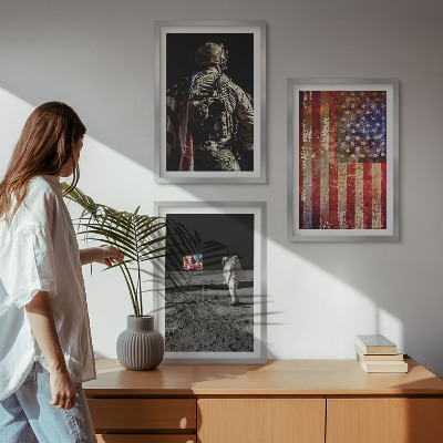 Triptih v okvirju Ameriški simboli Zastava ZDA