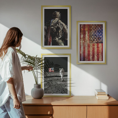 Triptih v okvirju Ameriški simboli Zastava ZDA