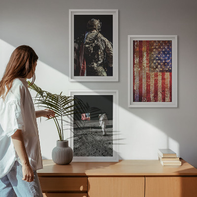 Triptih v okvirju Ameriški simboli Zastava ZDA