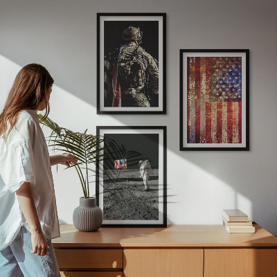 Triptih v okvirju Ameriški simboli Zastava ZDA