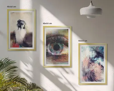Portret ženske z abstraktnimi čustvi večdelna slika v okvirju
