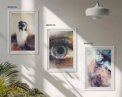 Portret ženske z abstraktnimi čustvi večdelna slika v okvirju