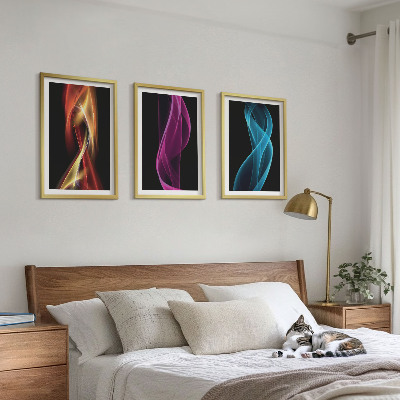 Večdelna slika v okvirju Neonske valovne črte temno ozadje