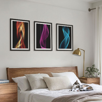 Večdelna slika v okvirju Neonske valovne črte temno ozadje
