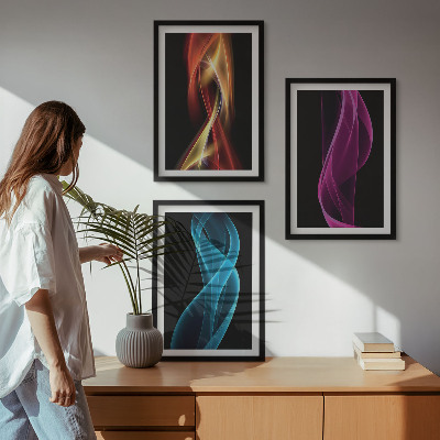 Večdelna slika v okvirju Neonske valovne črte temno ozadje
