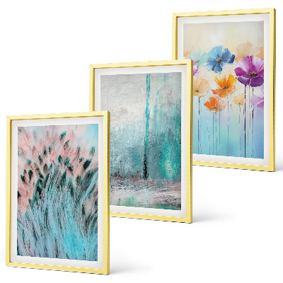 Set 3 slik v okvirju Vzorci ozadja s pastelnimi rožami