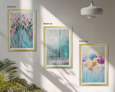 Set 3 slik v okvirju Vzorci ozadja s pastelnimi rožami