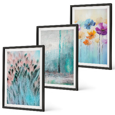 Set 3 slik v okvirju Vzorci ozadja s pastelnimi rožami