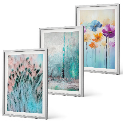 Set 3 slik v okvirju Vzorci ozadja s pastelnimi rožami