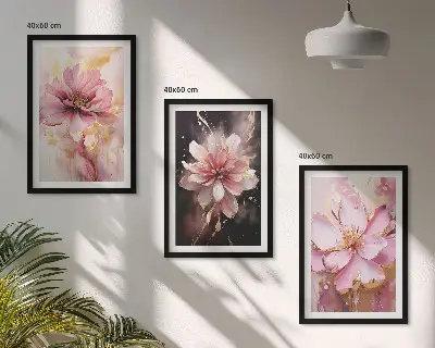 Večdelna slika v okvirju cvetlične kompozicije iz vrtnic v beli barvi