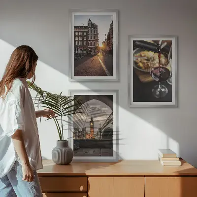 Slike z motivom londonske ulične hrane triptih v okvirju
