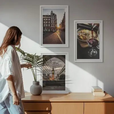 Slike z motivom londonske ulične hrane triptih v okvirju
