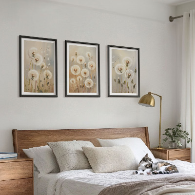 Set 3 slik v okvirju Beli regrat na svetlem ozadju