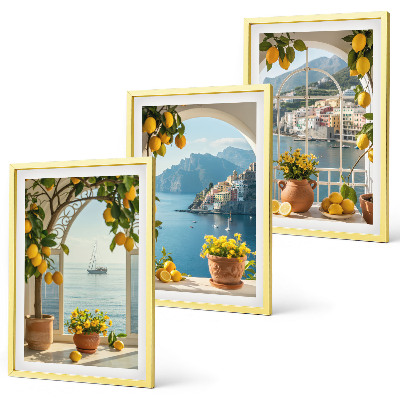 Set 3 slik v okvirju Cvetje limone iz morskega mesta