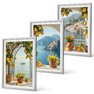 Set 3 slik v okvirju Cvetje limone iz morskega mesta