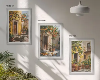 Triptih v okvirju citrusi in vrtne rastline