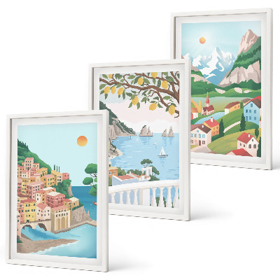 Večdelna slika v okvirju Pastelni razgledi na morje