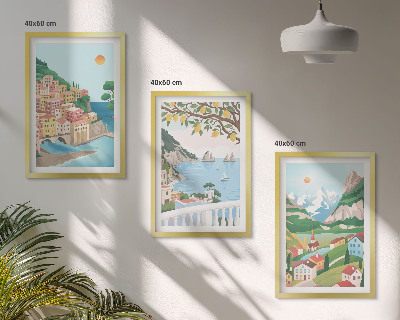 Večdelna slika v okvirju Pastelni razgledi na morje