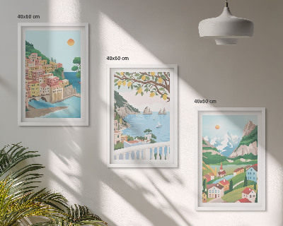 Večdelna slika v okvirju Pastelni razgledi na morje