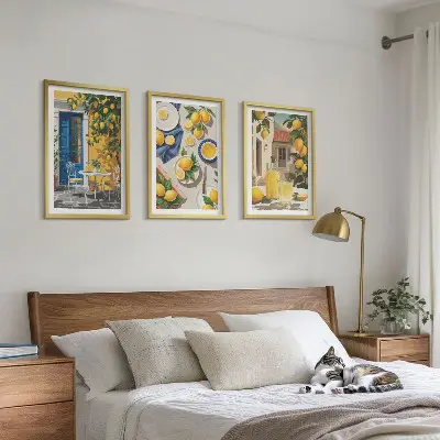 Limonin vrt s pijačo komplet 3 slik v okvirju