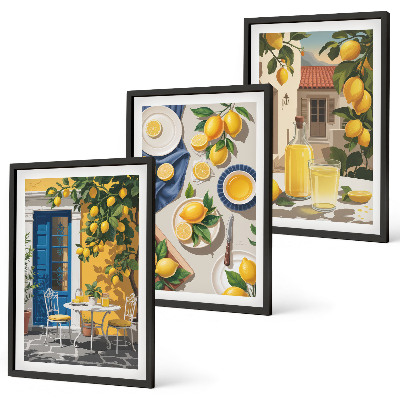Set 3 slik v okvirju Limonin vrt s pijačo
