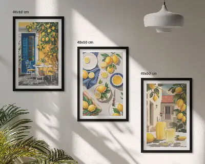 Limonin vrt s pijačo komplet 3 slik v okvirju