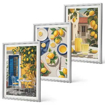 Limonin vrt s pijačo komplet 3 slik v okvirju