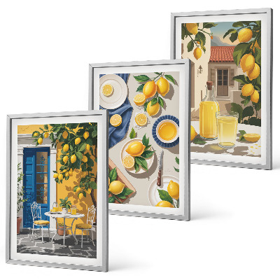 Set 3 slik v okvirju Limonin vrt s pijačo