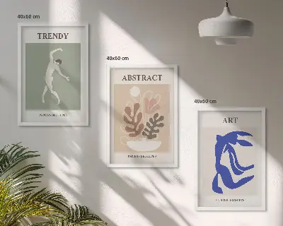 Matissejeve elegantne rastlinske figure triptih v okvirju