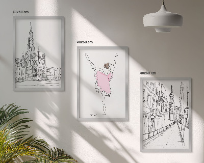 Set 3 slik v okvirju Elegantne balerine in arhitektura