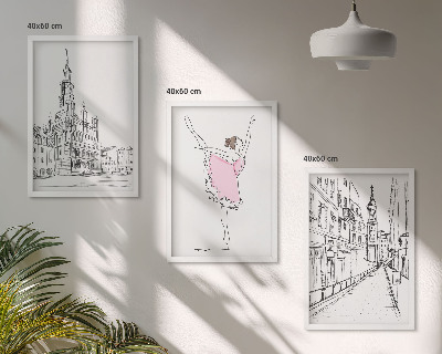 Set 3 slik v okvirju Elegantne balerine in arhitektura