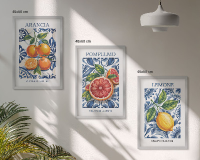 Večdelna slika v okvirju Italijanski modni plakati citrusov