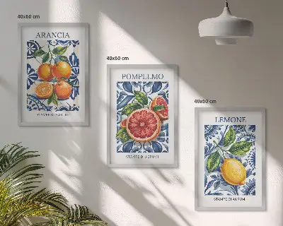 Večdelna slika v okvirju italijanski modni plakati s citrusi