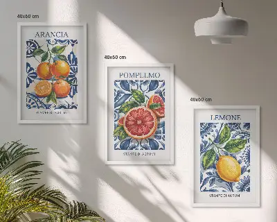 Večdelna slika v okvirju italijanski modni plakati s citrusi