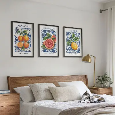 Večdelna slika v okvirju italijanski modni plakati s citrusi