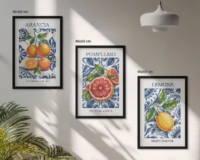 Večdelna slika v okvirju italijanski modni plakati s citrusi