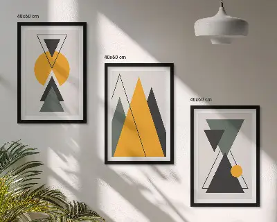 Abstraktne geometrijske oblike triptih v okvirju