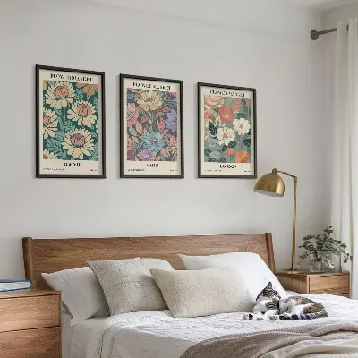 Komplet 3 slik v okvirjih cvetlični plakati z motivi Tokia, Pariza in Londona