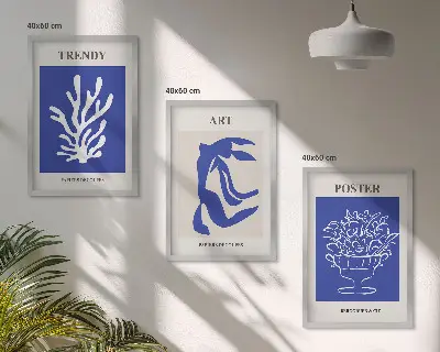 Abstraktni plakati Matisse triptih v okvirju