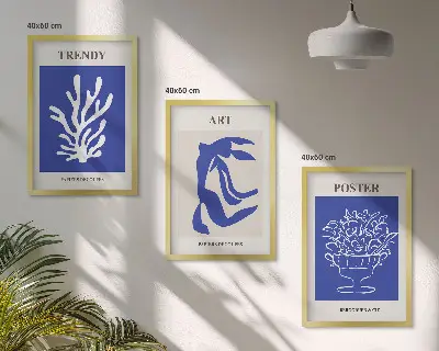 Abstraktni plakati Matisse triptih v okvirju