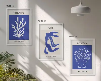 Abstraktni plakati Matisse triptih v okvirju