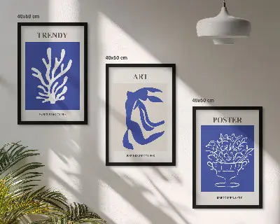 Abstraktni plakati Matisse triptih v okvirju