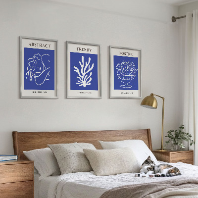 Set 3 slik v okvirju Elegantni modri plakati