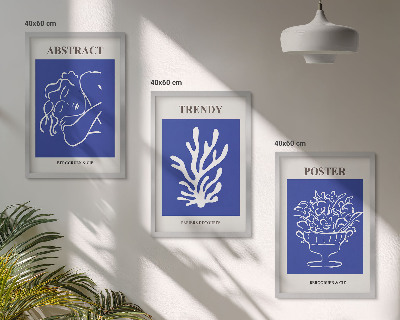 Set 3 slik v okvirju Elegantni modri plakati
