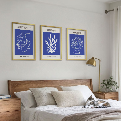 Set 3 slik v okvirju Elegantni modri plakati