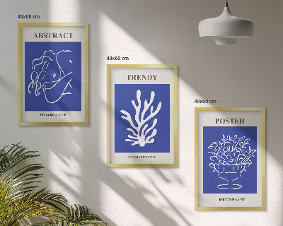 Set 3 slik v okvirju Elegantni modri plakati