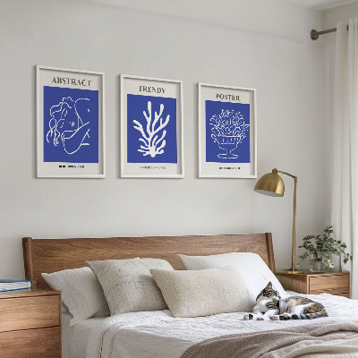 Set 3 slik v okvirju Elegantni modri plakati