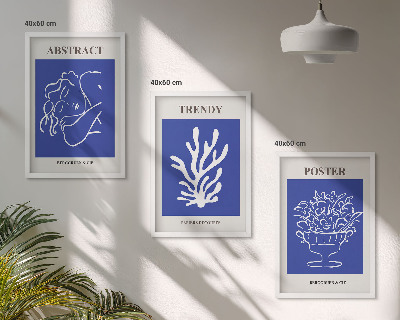 Set 3 slik v okvirju Elegantni modri plakati