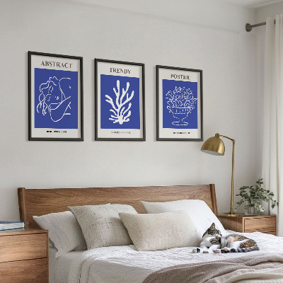 Set 3 slik v okvirju Elegantni modri plakati